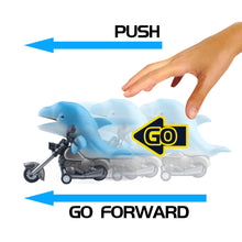 Load image into Gallery viewer, DINOBROS Shark Toy Car 2 Pack Friction Powered Motorcycle Monster Sea Animal Game Great White Shark and Dolphin Toys