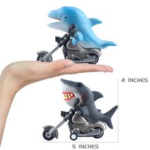 Load image into Gallery viewer, DINOBROS Shark Toy Car 2 Pack Friction Powered Motorcycle Monster Sea Animal Game Great White Shark and Dolphin Toys
