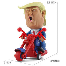 Load image into Gallery viewer, DINOBROS President Donald Trump 2020 Toy Figure Riding Motorcycle Funny Rev Up Car Novelty Gag Gift for Trump Fans