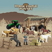 Load image into Gallery viewer, DINOBROS Horse Stable Playset Toys for Boys and Girls Ages 3 and Up Includes 8 Horses and Accessories 17 Piece Horse Stall Farm Set with Portable Case