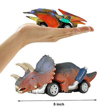 Load image into Gallery viewer, DINOBROS Dinosaur Toy Pull Back Cars, 6 Pack Dino Toys for 3 Year Old Boys and Toddlers, Boy Toys Age 3,4,5 and Up, Pull Back Toy Cars, Dinosaur Games with T-Rex