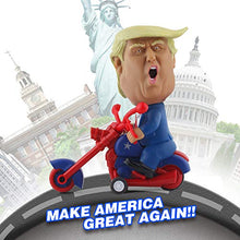 Load image into Gallery viewer, DINOBROS President Donald Trump 2020 Toy Figure Riding Motorcycle Funny Rev Up Car Novelty Gag Gift for Trump Fans