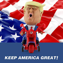 Load image into Gallery viewer, DINOBROS President Donald Trump 2020 Toy Figure Riding Motorcycle Funny Rev Up Car Novelty Gag Gift for Trump Fans