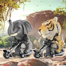 Load image into Gallery viewer, DINOBROS Tiger and Elephant Toys for Kids Toddlers 3-7 Years Old 2 Pack Friction Animal Motorcycle Car Toys for Boys and Girls