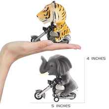 Load image into Gallery viewer, DINOBROS Tiger and Elephant Toys for Kids Toddlers 3-7 Years Old 2 Pack Friction Animal Motorcycle Car Toys for Boys and Girls