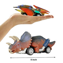 Load image into Gallery viewer, DINOBROS Dinosaur Toy Pull Back Cars, 6 Pack Dino Toys for 3 Year Old Boys and Toddlers, Boy Toys Age 3,4,5 and Up, Pull Back Toy Cars, Dinosaur Games with T-Rex
